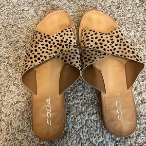 Cheetah print dot sandals